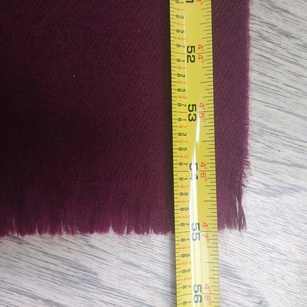 Burgundy maroon cashmere scarf with subtle fringe